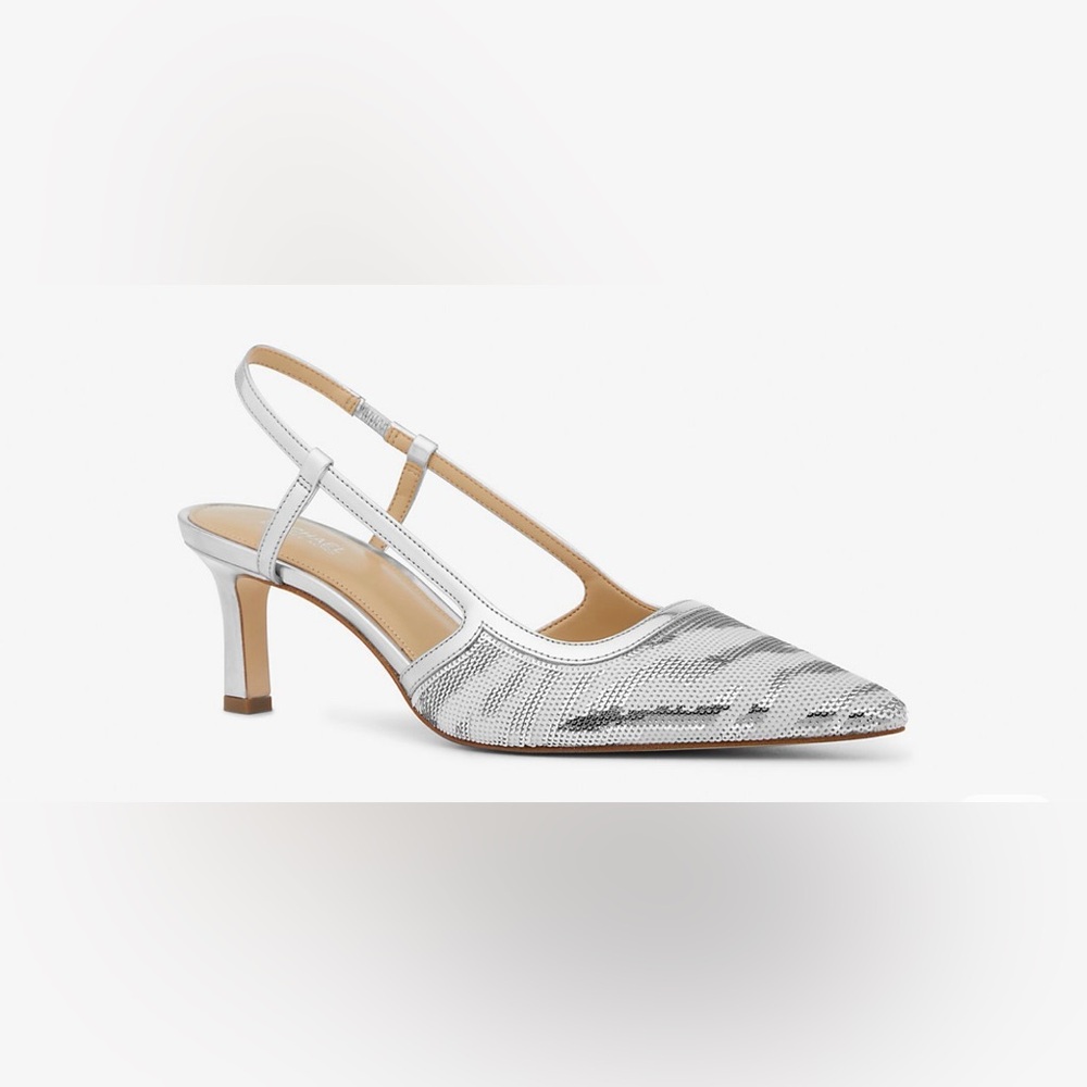 Michael Kors  Women's Alora Pointed Toe Mid Heel Slingback Pumps